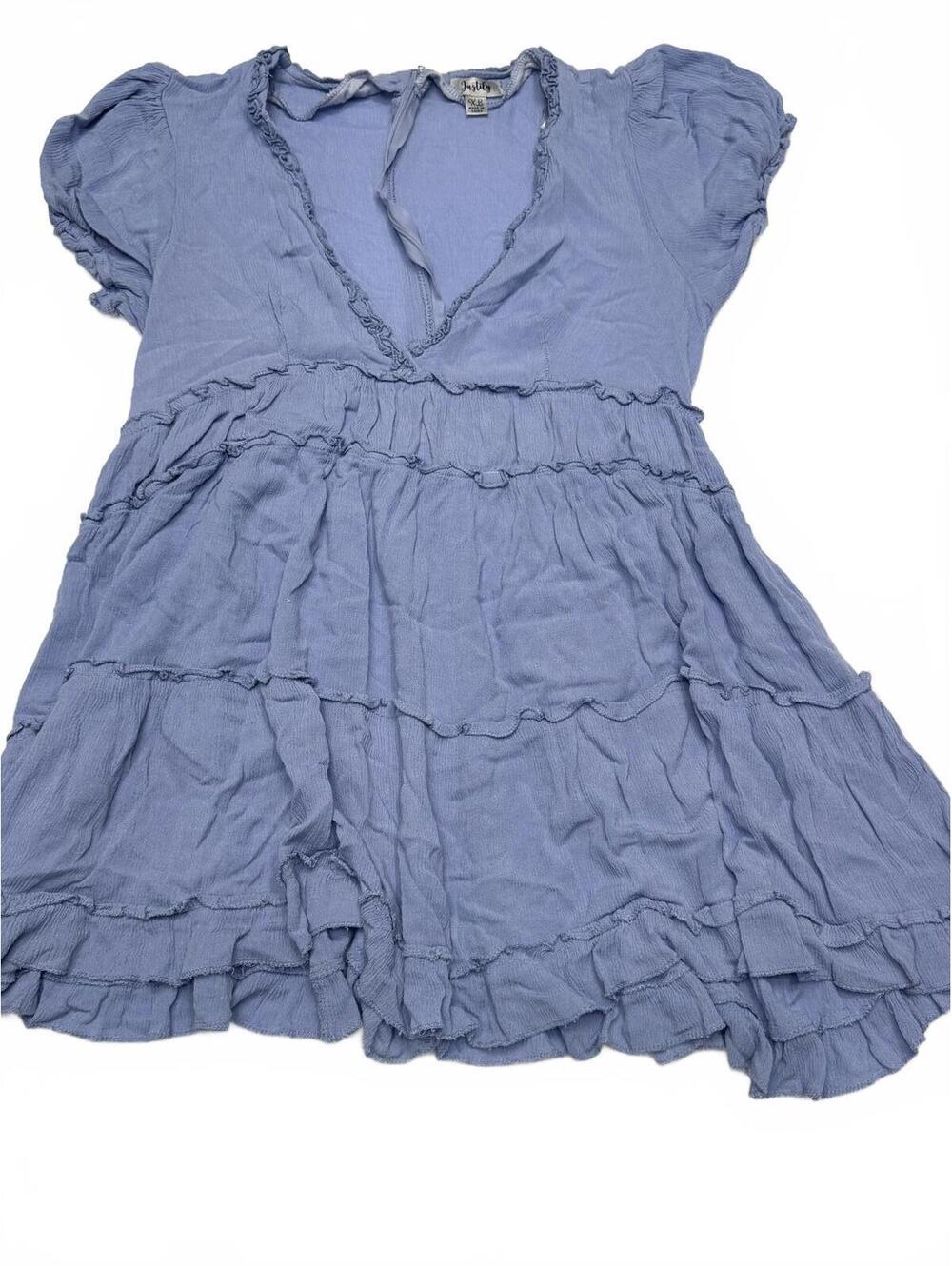 JustLily XL Light Blue Ruffle Tiered Dress